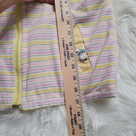 Vintage Snoopy Kids Hooded Reversible Vest Yellow 7/8 Full Zip RARE - Picture 9 of 9